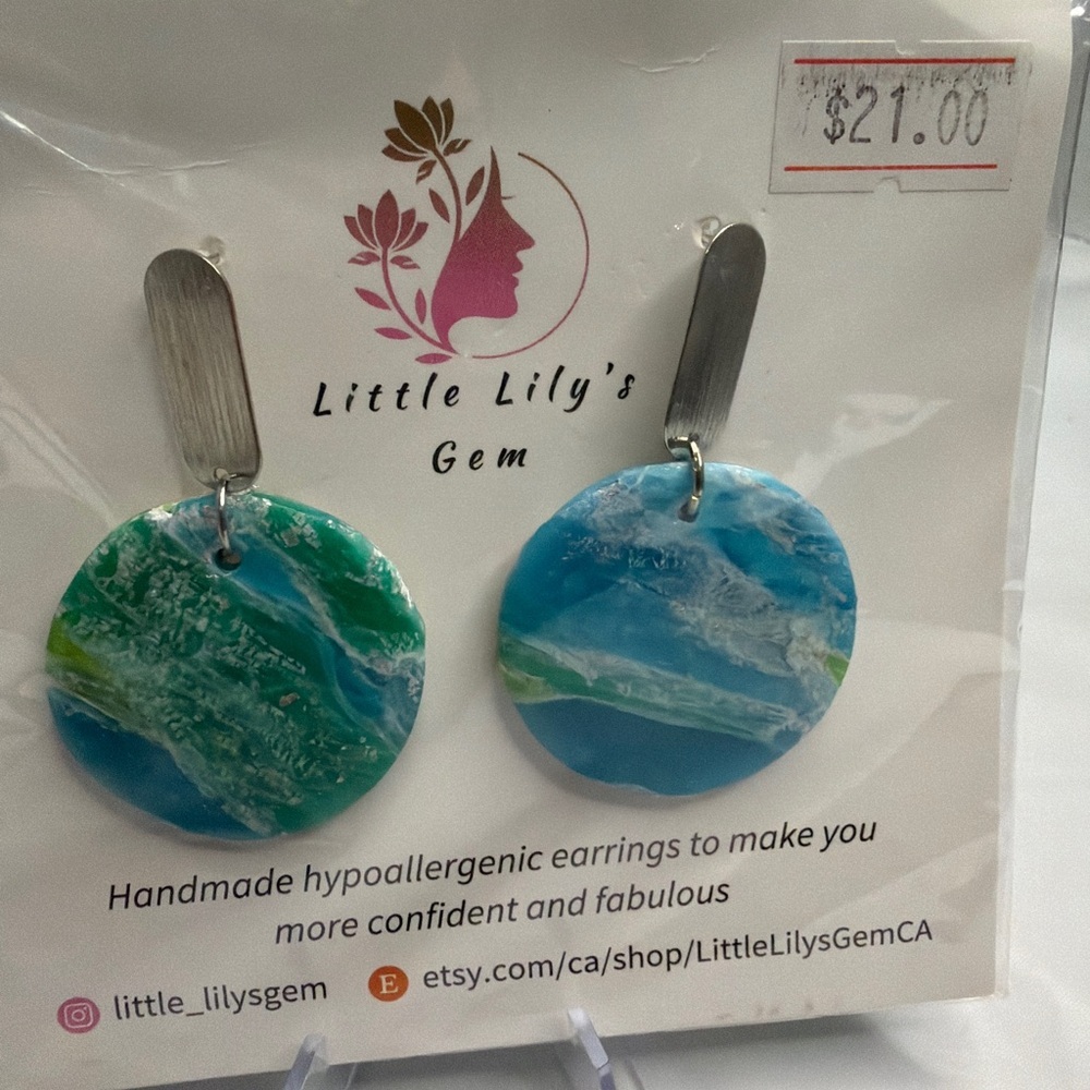 Blue and Green Earrings
